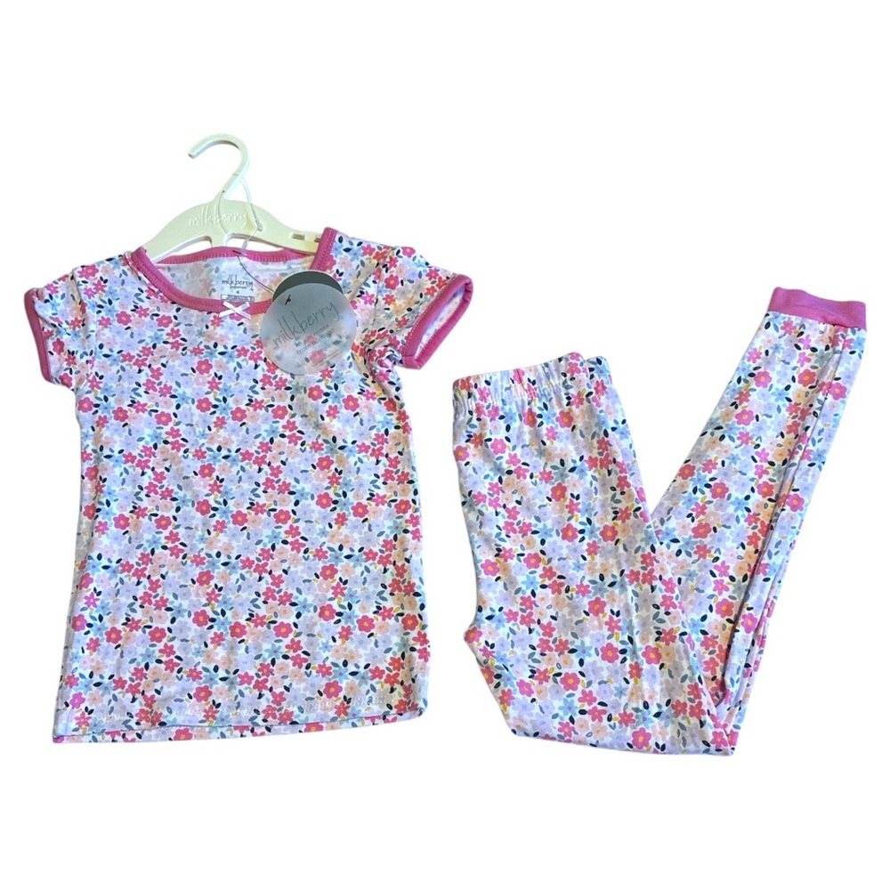 Milkberry Floral Kids Pajamas Set - Pink size 4 new